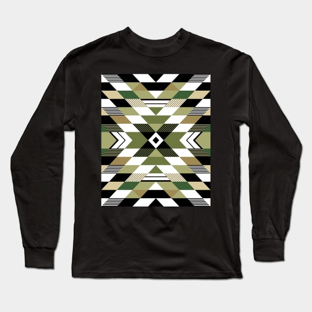 Olive Tribal Pattern Long Sleeve T-Shirt by marieltoigo